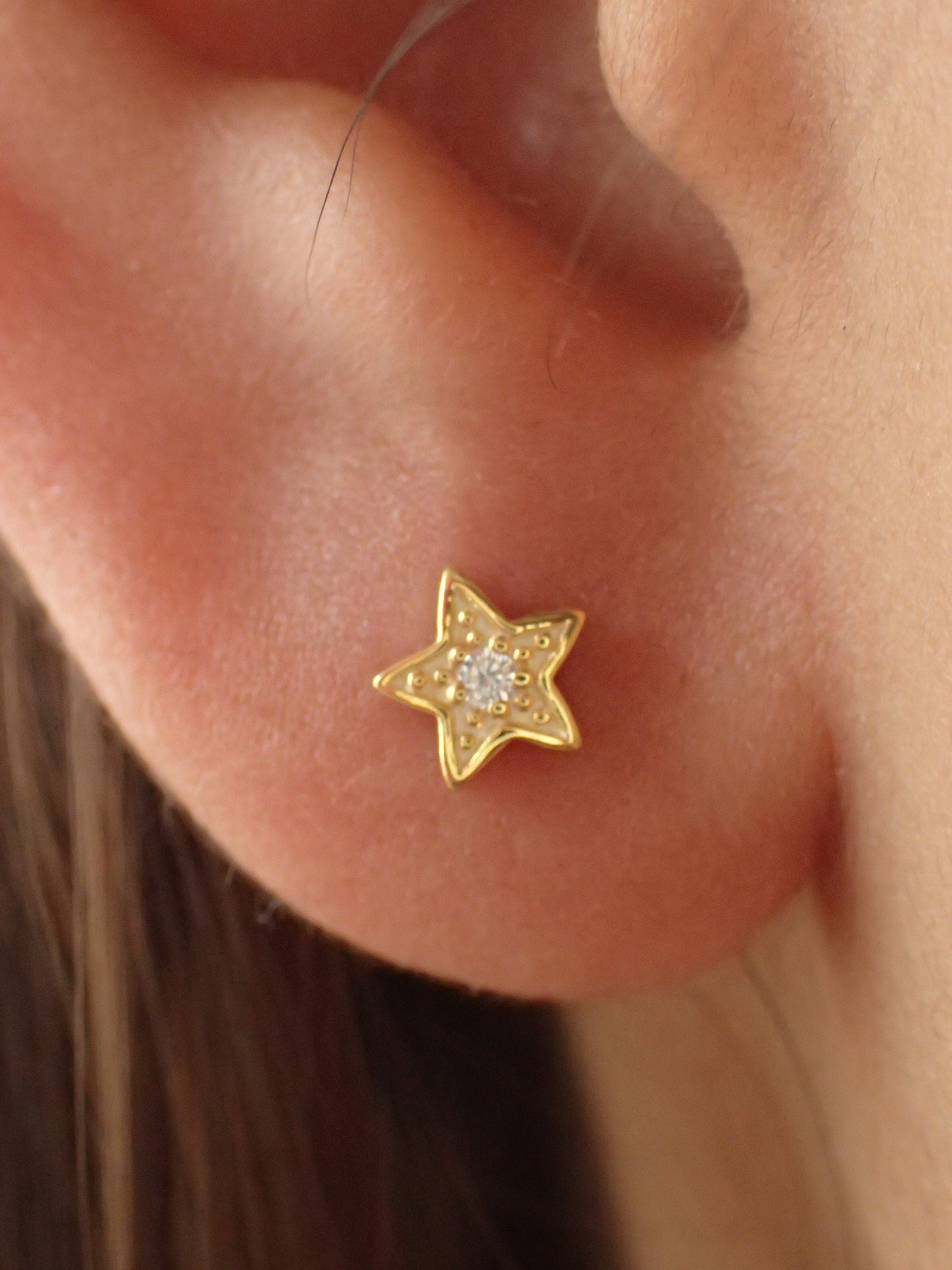 Diamond Star Earrings / Tiny Star Studs / Minimal Small Earrings / Bridesmaid Gift / Dainty Earrings / Diamonds Earrings
